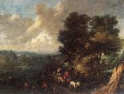 Joseph Van Bredael River landscape with fishermen and wa painting